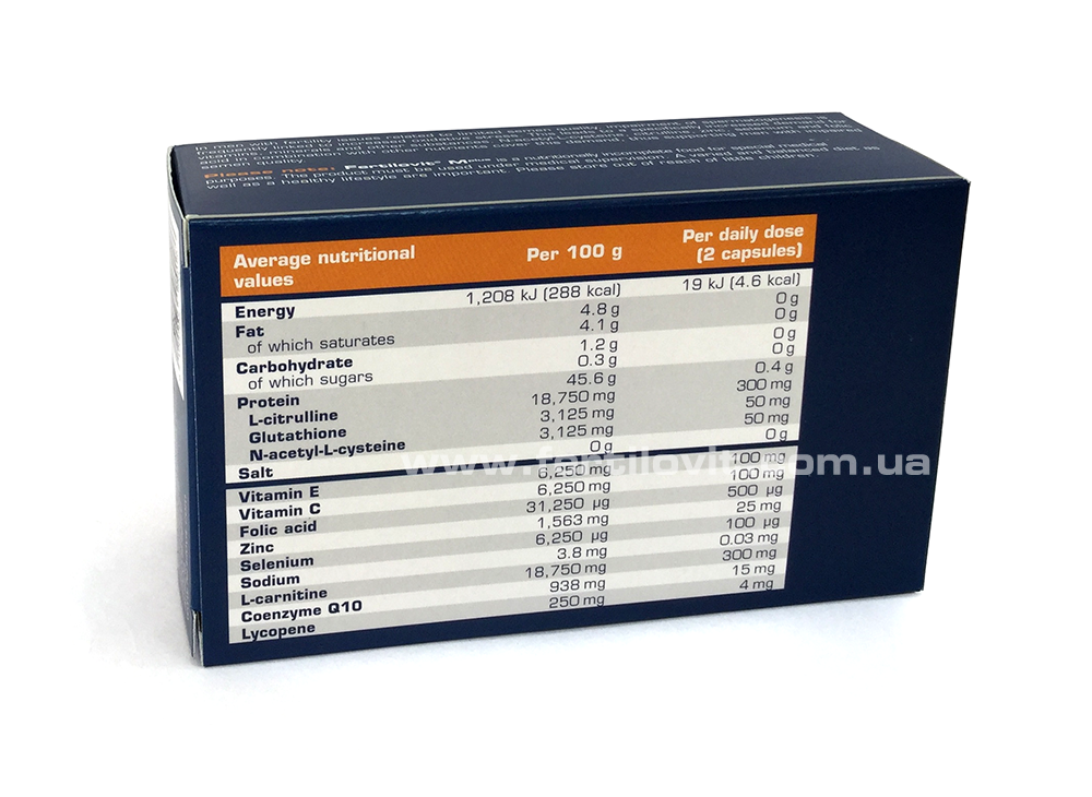 Fertilovit M Plus 60 back side